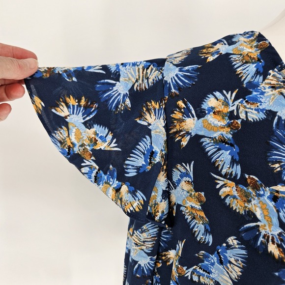 Finn & Grace Blue Sparrow Ruffle Blouse Womens M Whimsical Boho CottageCore - Picture 6 of 9